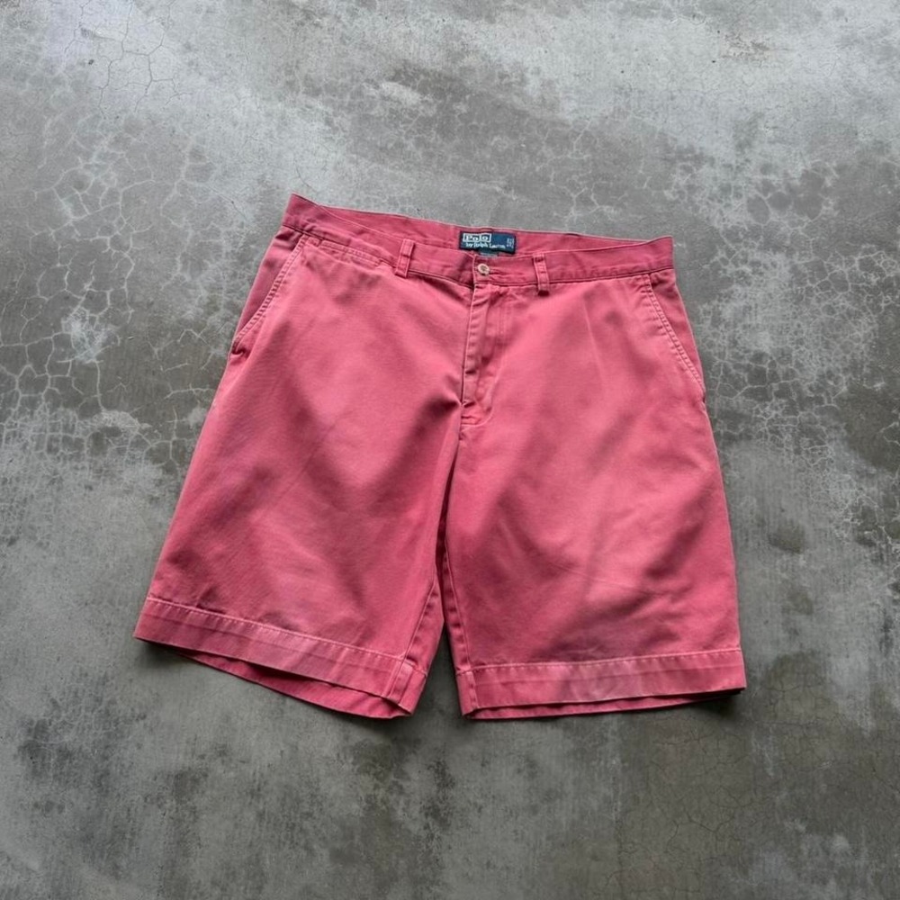 Vintage 90's polo Ralph Lauren red classic chino khaki shorts  Tagged size 34